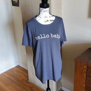 Isabel Maternity Blue-Gray Short Sleeve Graphic Tee Shirt NWT